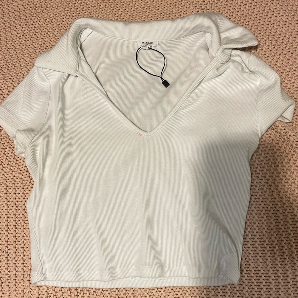 white Garage womens T shirt, size small
